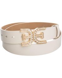Sam Edelman - Imitated Pearl Embellished Double-e Plaque Buckle Belt - Lyst