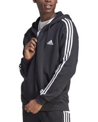 adidas - Essentials 3-stripes Regular-fit Full-zip Fleece Hoodie, Regular & Big & Tall - Lyst