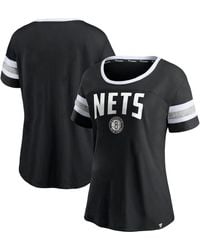 Fanatics - Black And Heathered Gray Brooklyn Nets Block Party Striped Sleeve T-shirt - Lyst