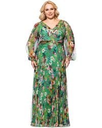 Betsy & Adam - Plus Size Printed Mynra Pleated Long Dress - Lyst