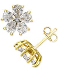 Macy's - Lab-created Sapphire 3-1/6 Ct. T.w. And Diamond Accent Flower Stud Earrings - Lyst