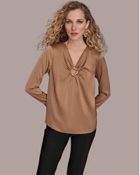Donna Karan - V-neck Embellished Top - Lyst