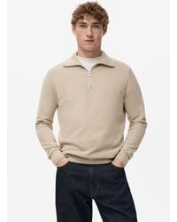 Mango - Zipper Collar Microstructure Sweater - Lyst
