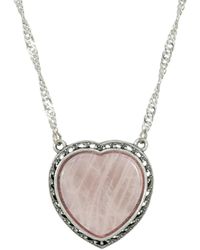 2028 - Silver-tone Semi Precious Rose Quartz Heart Necklace - Lyst