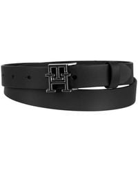 Tommy Hilfiger - Enamel Monogram Buckle Casual Leather Belt - Lyst