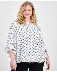 Kasper - Plus Size Polka-dot Ruffle-sleeve Blouse - Lyst