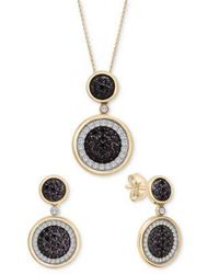 Wrapped in Love - Black Diamond White Diamond Circle Cluster Jewelry Collection In 14k Gold Created For Macys - Lyst