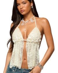 Edikted - Sequin Lace Split Front Backless Top - Lyst