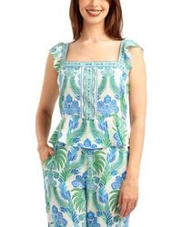Bcx - Printed Flutter-sleeve Square Neck Top - Lyst