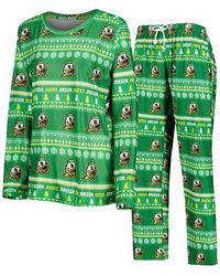 Concepts Sport - 2-piece Green Oregon Ducks Holiday Long Sleeve Top And Pants Sleep Set - Lyst