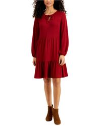 Style & Co. Petite Keyhole-neck Knit Dress, Created For Macy's - Red
