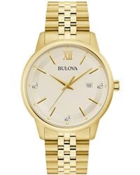 Bulova - Classic Diamond Accent Stainless Steel Bracelet Watch 41mm - Lyst