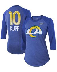 Majestic Women's Majestic Cooper Kupp Royal Los Angeles Rams Super Bowl Lvi  Bound Name and Number Raglan 3/4 Sleeve T-shirt