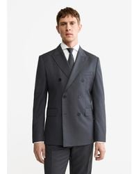 Mango - Wool Flannel Double-breasted Jacket - Lyst