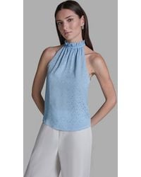 BCBGMAXAZRIA - Ruffle Halter Neck Top - Lyst