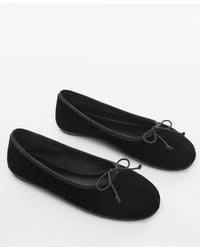 Mango - Velvet Bow Ballerina Shoes - Lyst