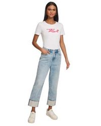 Karl Lagerfeld - High Rise Crystal Cuff Jeans Xs 14p - Lyst