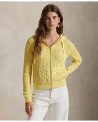 Polo Ralph Lauren - Cable-knit Cotton Full-zip Hoodie Sweatshirt - Lyst