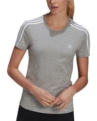 adidas - Essentials Cotton 3 Stripe T-shirt - Lyst