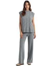 Modenaire - Cable-knit Sweater Vest And Wide-leg Pants Set - Lyst