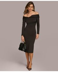 Donna Karan - Folded-neck Off-the-shoulder Dress - Lyst