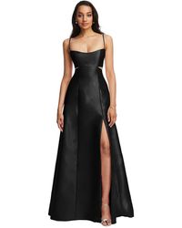 Alfred Sung - Open Neckline Cutout Satin Twill A-line Gown - Lyst