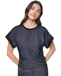 DKNY - Washed Heavy Cotton Side-ruched Short-sleeve Top - Lyst