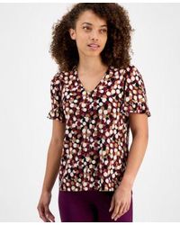 Anne Klein - Petite Short-sleeve Dot-print Shirt - Lyst