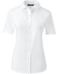 Lands' End - School Uniform Short Sleeve Peter Pan Collar Broadcloth Shirt - Lyst