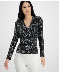 INC International Concepts - Printed Crossover V-neck Top - Lyst