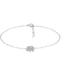 Giani Bernini Cubic Zirconia Graduated Elephant Chain Link Ankle Bracelet In Sterling Silver, Created For Macy's - Metallic