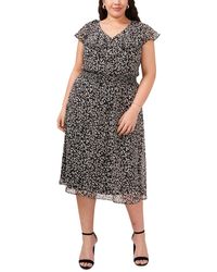 Msk - Plus Size Ruffled Printed Smocked-waist Midi Dress - Lyst