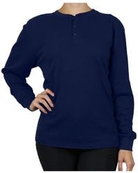 Galaxy By Harvic - Oversize Loose Fitting Waffle-knit Henley Thermal Sweater - Lyst