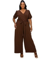 L I V D - Plus Size Iris Surplice Belted Pocket Jumpsuit - Lyst