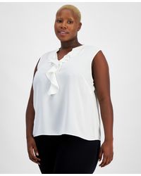 Kasper - Plus Size Ruffled Sleeveless V-neck Top - Lyst