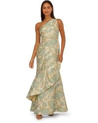 Adrianna Papell - Metallic Jacquard One-shoulder Dress - Lyst