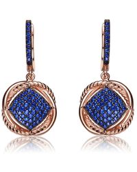 Genevive Jewelry - 18k Rose Gold And Black Plated Sterling Silver Cubic Zirconia Dangling Earrings - Lyst