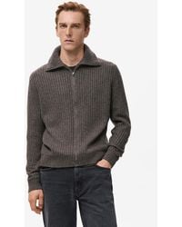 Mango - Zipper Ribbed-knit Cardigan - Lyst