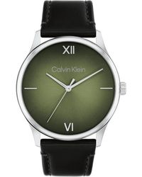 Calvin Klein - Ascend Leather Strap Watch 43mm - Lyst
