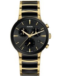 Rado - Swiss Chronograph Centrix Black Ceramic & Pvd Stainless Steel Bracelet Watch 41mm - Lyst