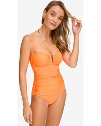 DKNY - Shirred One-piece Swimsuit - Lyst