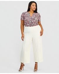 Anne Klein Essentials - Plus Size Wide-leg Cropped Pull-on Pants - Lyst