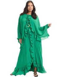 June + Vie - June + Vie Plus Size Ruffled Chiffon Cape Maxi Dress - Lyst