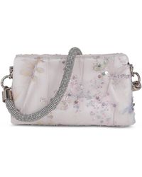 Badgley Mischka - Woman's Aqua Floral Lace Pouch Clutch - Lyst