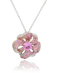 SUZY LEVIAN NEW YORK - Suzy Levian Sterling Silver Sapphire & Created White Sapphire Whimsical Flower Pendant - Lyst