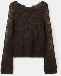 Mango - Floral Embroidery Crocheted Sweater - Lyst