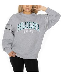 Gameday Couture - Philadelphia Eagles Rhinestone Drop Shoulder Oversized Fleece Pullover Sweatshirt - Lyst