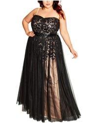 City Chic - Plus Size Embroidered Tulle Maxi Dress - Lyst