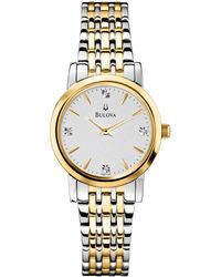 Bulova - Ladies' Diamond And Two-tone Stainless Steel Watch-?98p115 - Lyst