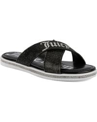 Juicy Couture - Yorri Slip On Sparkly Cross-band Flat Sandals - Lyst